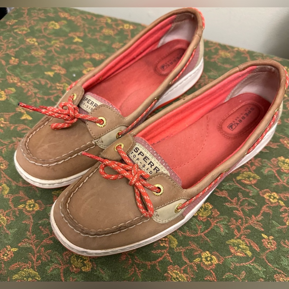 Sperry Brown and Red/Orange Flats